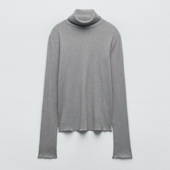 Zara Women Gray Long Sleeves Turtleneck Wool Blend Cozy Pull Over Top Sz M - Picture 3 of 14